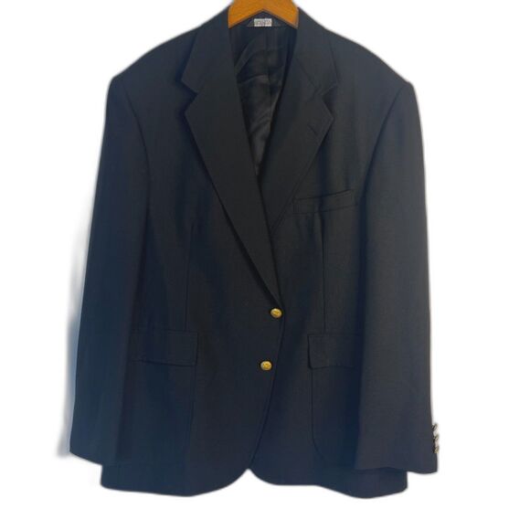 Croft & Barrow Basics Black Gold Button Blazer Single Breasted Suit Coat 46R - Picture 1 of 12